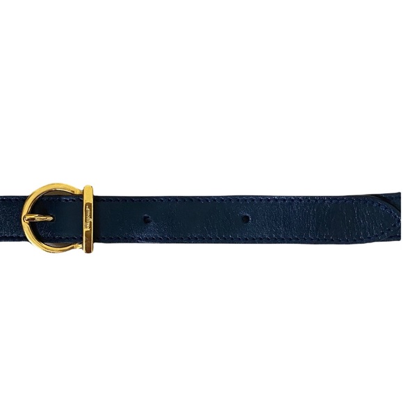 Salvatore Ferragamo Vara Bow Navy Blue Leather Shoulder Bag New - Picture 8 of 9